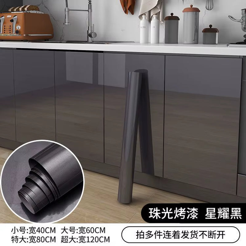 DIY Contact Paper Kitchen Stickers Solid Color PVC Self-Adhesive Home Decorative Marble Wallpaper Living Room Study Furnitures