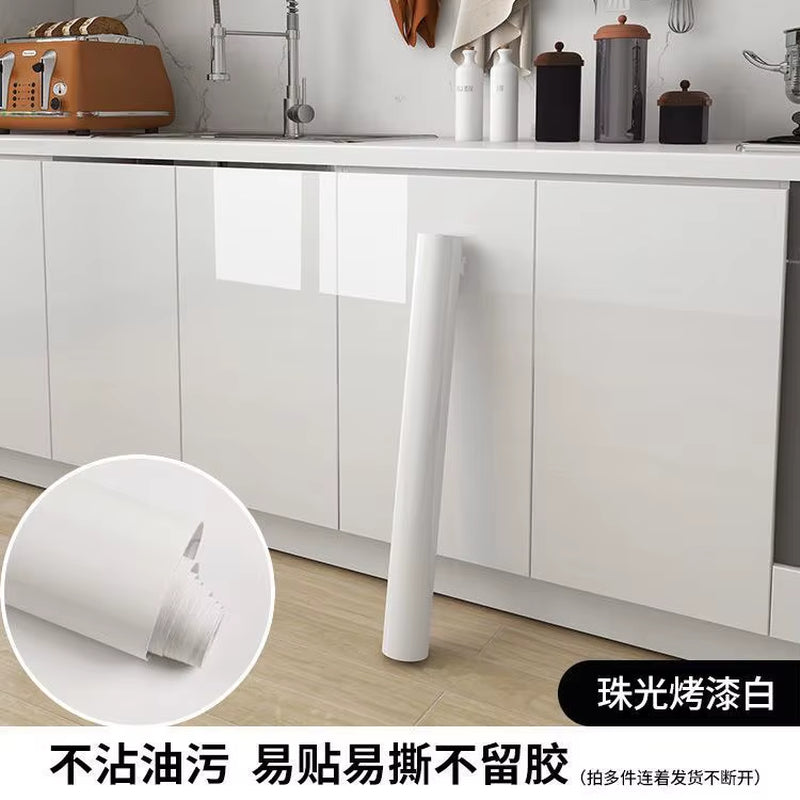DIY Contact Paper Kitchen Stickers Solid Color PVC Self-Adhesive Home Decorative Marble Wallpaper Living Room Study Furnitures