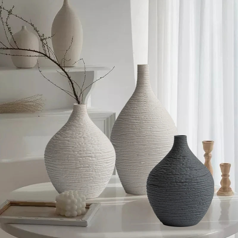 Elegant Nordic Ceramic Vase for Home Decor - Narrow Mouth Flower Pot for Living Room, Office, and Gifting