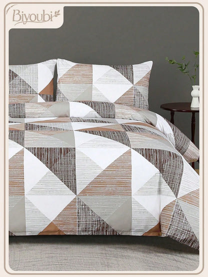 Soft Microfiber Duvet Cover Set, Classic Geometric Pattern - Best 2/3 Piecesduvet Cover/Bedding Set - Includes 1 Duvet Cover and 1/2 Pillow Shams - Affordable, High Quality - Fits Twin, Queen, King, Full Size Beds