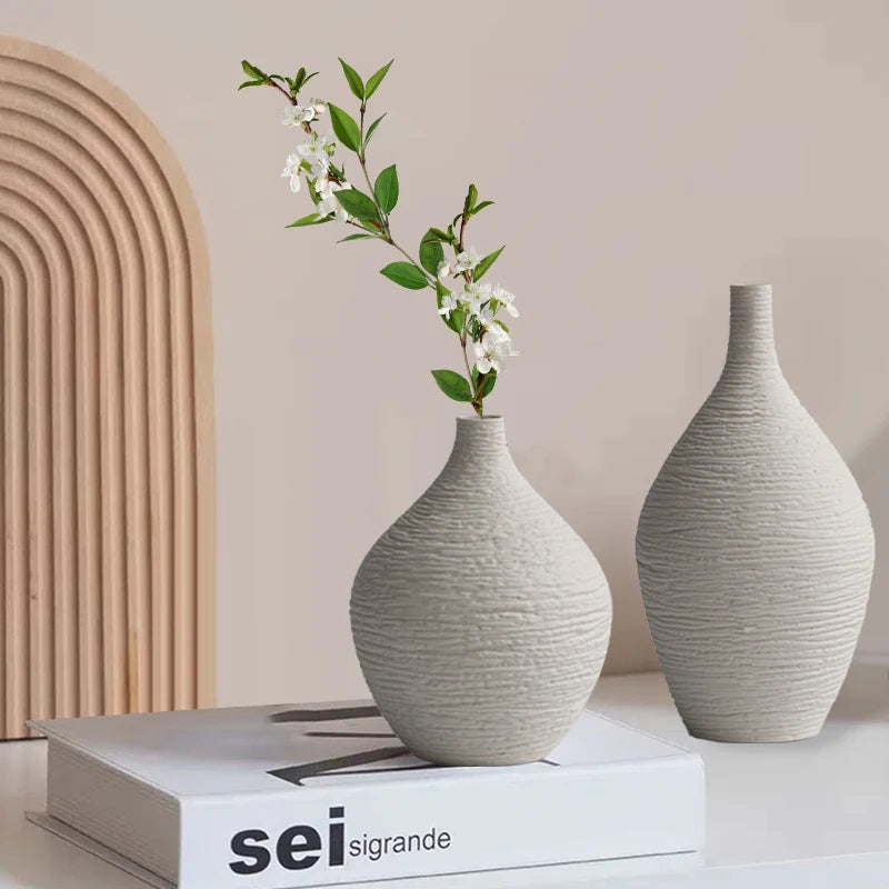 Elegant Nordic Ceramic Vase for Home Decor - Narrow Mouth Flower Pot for Living Room, Office, and Gifting