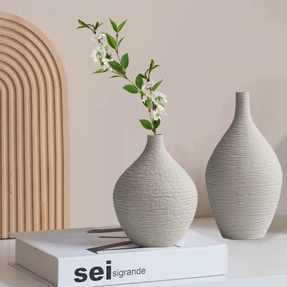 Elegant Nordic Ceramic Vase for Home Decor - Narrow Mouth Flower Pot for Living Room, Office, and Gifting
