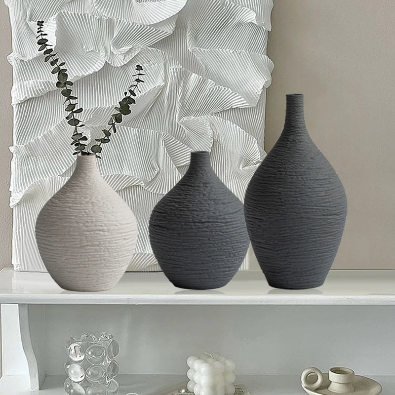 Elegant Nordic Ceramic Vase for Home Decor - Narrow Mouth Flower Pot for Living Room, Office, and Gifting