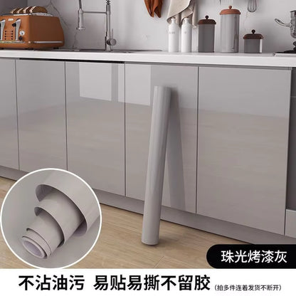 DIY Contact Paper Kitchen Stickers Solid Color PVC Self-Adhesive Home Decorative Marble Wallpaper Living Room Study Furnitures