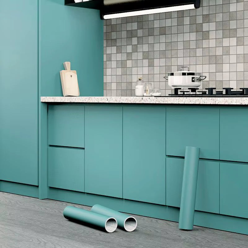 DIY Contact Paper Kitchen Stickers Solid Color PVC Self-Adhesive Home Decorative Marble Wallpaper Living Room Study Furnitures