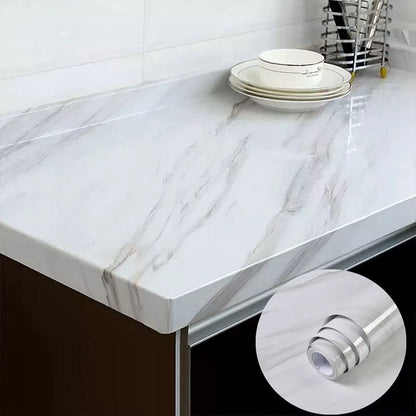 DIY Contact Paper Kitchen Stickers Solid Color PVC Self-Adhesive Home Decorative Marble Wallpaper Living Room Study Furnitures