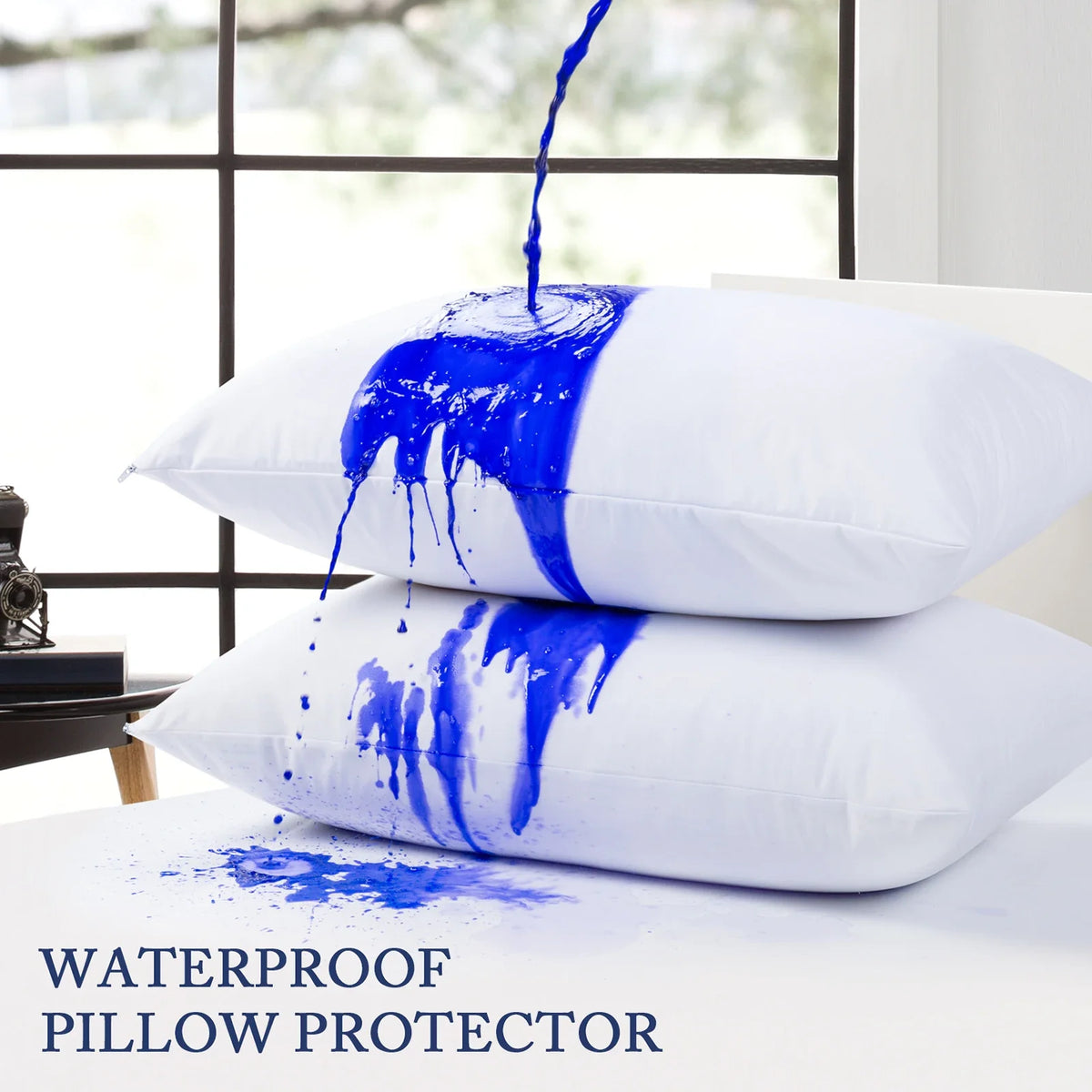 Smooth Waterproof Pillow Cover for Pillow Case Protector Allergy Pillow Case Cover anti Mites Bed Bug Proof Zippered 1PCS
