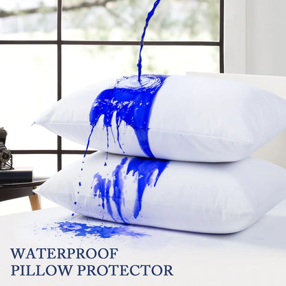 Smooth Waterproof Pillow Cover for Pillow Case Protector Allergy Pillow Case Cover anti Mites Bed Bug Proof Zippered 1PCS