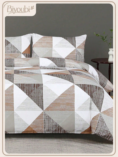 Soft Microfiber Duvet Cover Set, Classic Geometric Pattern - Best 2/3 Piecesduvet Cover/Bedding Set - Includes 1 Duvet Cover and 1/2 Pillow Shams - Affordable, High Quality - Fits Twin, Queen, King, Full Size Beds
