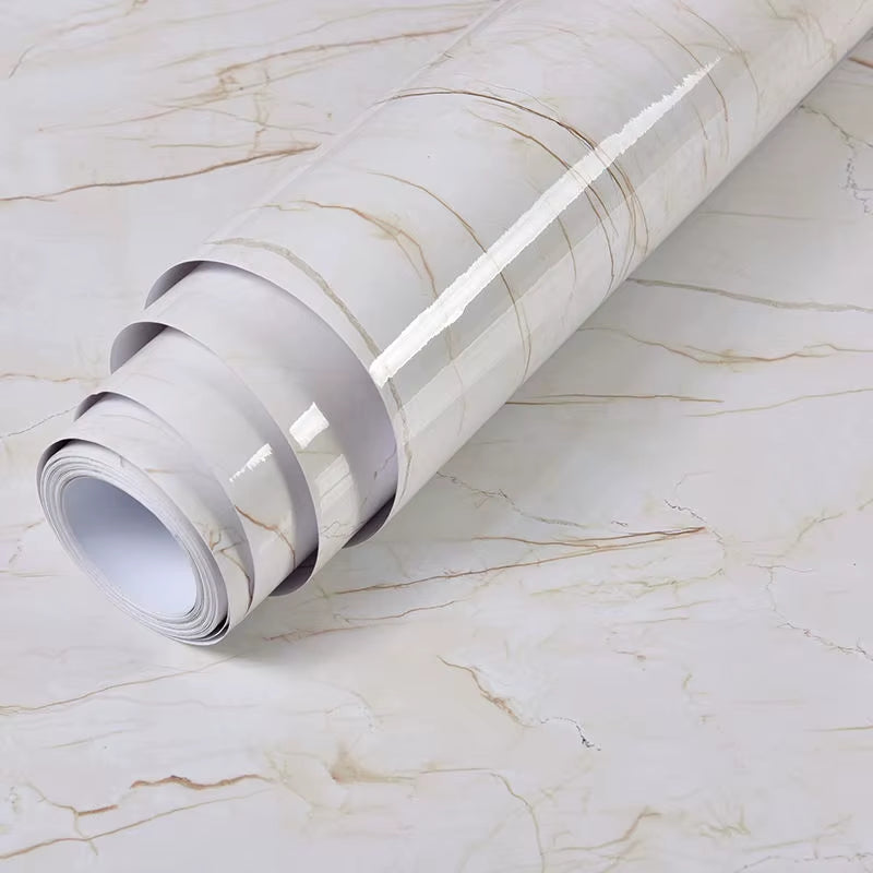 DIY Contact Paper Kitchen Stickers Solid Color PVC Self-Adhesive Home Decorative Marble Wallpaper Living Room Study Furnitures